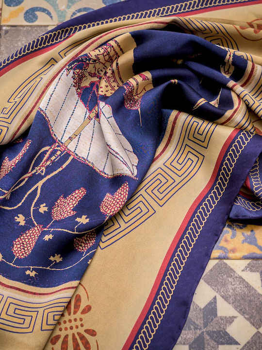 Μωβ Μπεζ Ολομέταξο Μαντήλι 70x70 Εκ Ancient Greek Scarves