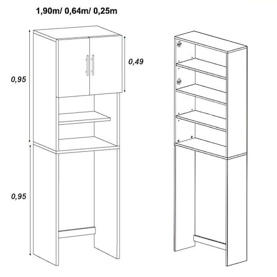 Nola Cabinet de baie L64xA25xÎ190cm Alb