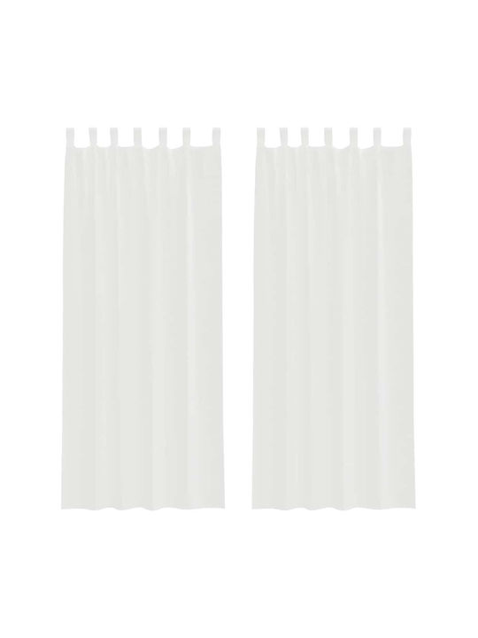 vidaXL Set Curtains Window with Tab Top White 140x260cm