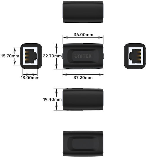 Unitek A1026BK RJ45 Adapter 1pcs