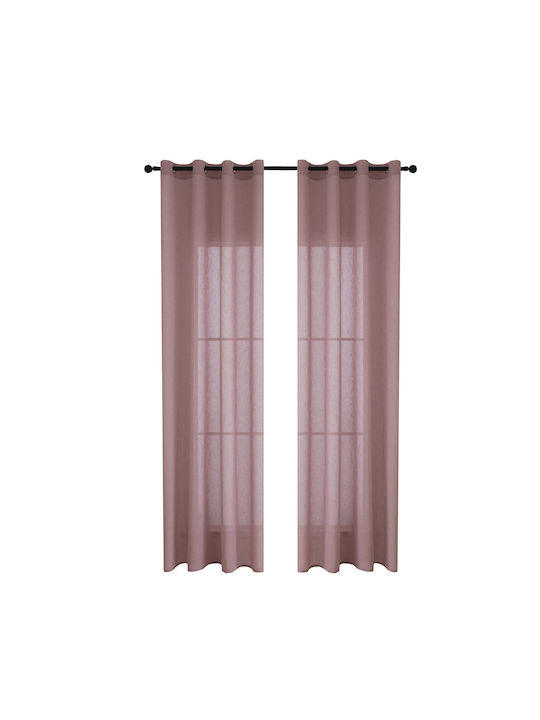 Beauty Home Κουρτίνα με Τρουκς Fit Art 8447 Ροζ 140x270εκ.