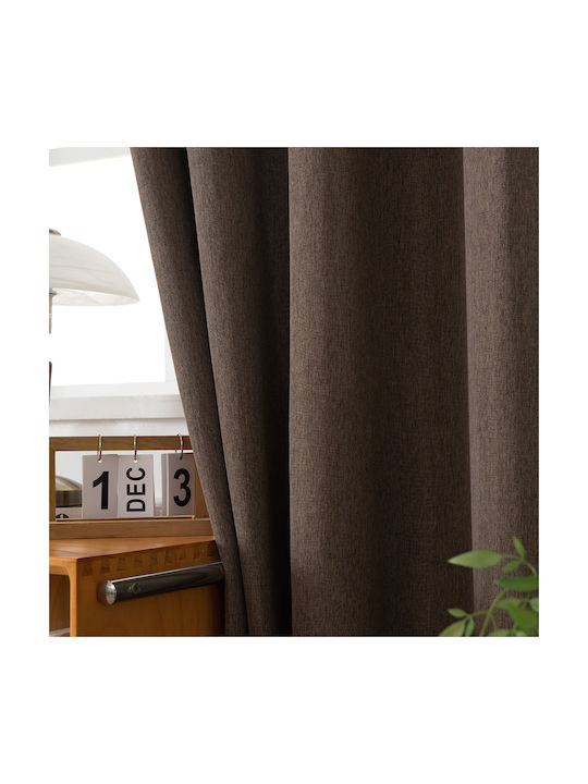 Beauty Home Κουρτίνα με Τρουκς Καφέ 140x270εκ.