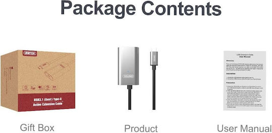 Unitek USB 3.1 Cable USB-C male - USB-A female Black 5m (U304A)