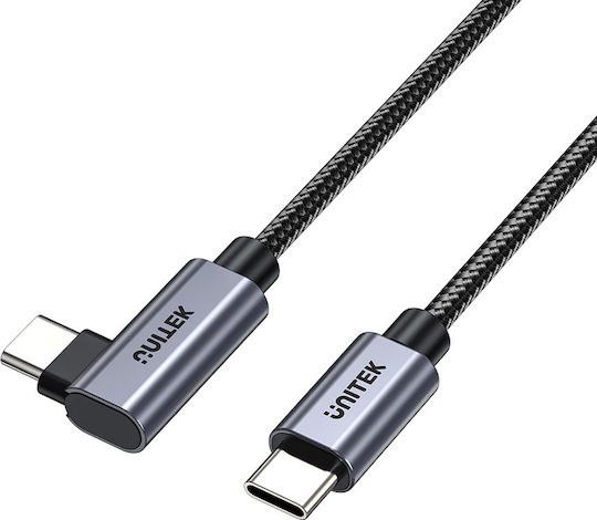Unitek Angle (90°) USB 2.0 Cable USB-C male - USB-C 100W Μαύρο 2m C14123BK-2M