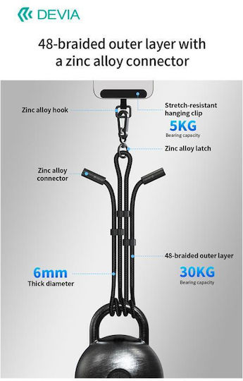 Devia Ec657 Braided USB 2.0 Cable USB-C Male - USB-C 60W PD Black 1.6m