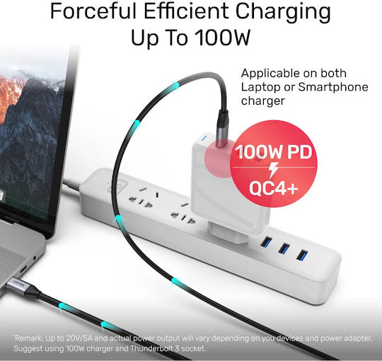 Unitek USB 3.2 Video Cable USB-C male - USB-C 100W Γκρι 2m C14091ABK