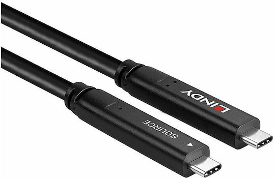 Lindy USB 3.2 Video Cable USB-C male - USB-C 60W PD Μαύρο 15m 43399