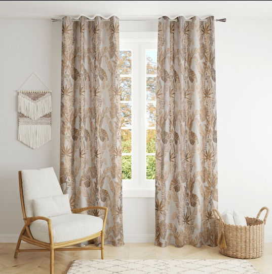 Kipper Κουρτίνα με Τρουκς Cocoon Gold 140x260εκ.