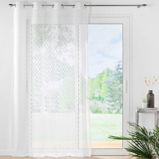 Douceur d'Intérieur Κουρτίνα με Τρουκς Odilia Λευκή 140x280εκ.
