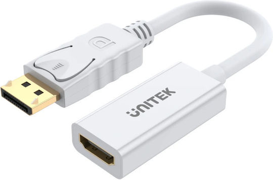 Unitek Конвертор DisplayPort мъжки към HDMI женски Бял 1бр Y-6332