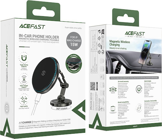 Acefast D30 Car Mobile Mount with Magnet and Wireless Charging Black