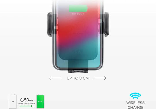 SBS Car Mobile Mount with Adjustable Hooks and Wireless Charging Black