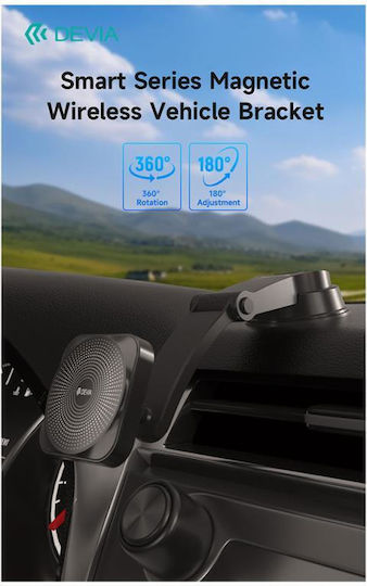 Devia Car Mobile Mount with Magnet and Wireless Charging Black