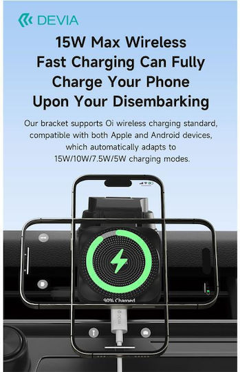 Devia Car Mobile Mount with Magnet and Wireless Charging Black