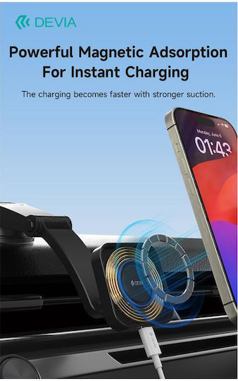 Devia Car Mobile Mount with Magnet and Wireless Charging Black