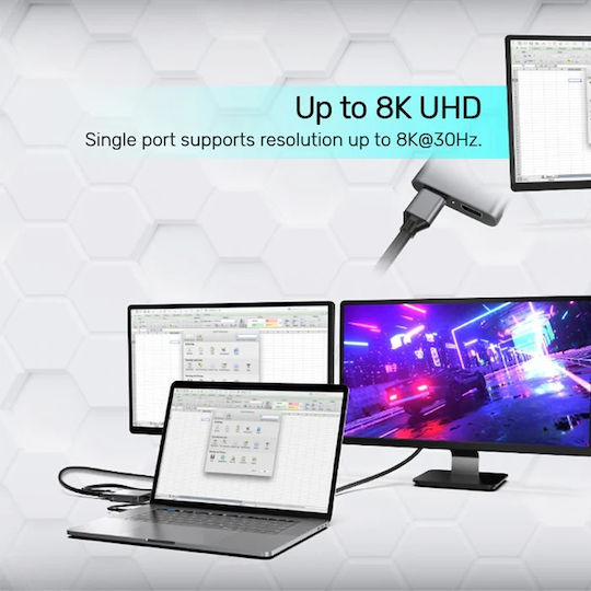 Unitek Konverter USB-C / HDMI / DisplayPort / Thunderbolt / Thunderbolt 3 männlich zu USB-C / HDMI / DisplayPort / Thunderbolt / Thunderbolt 3 weiblich Blau 1Stück V1404A
