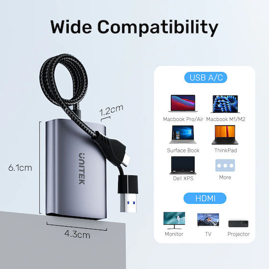 Unitek Μετατροπέας USB-C / HDMI male σε HDMI female 1τμχ (V1427A01)