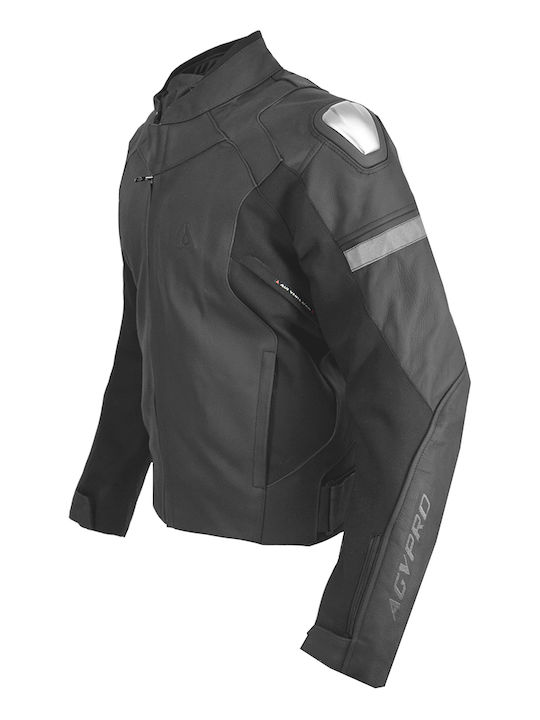 AGVpro Factory Men's Motorcycle Jacket Leather 4 Seasons Black