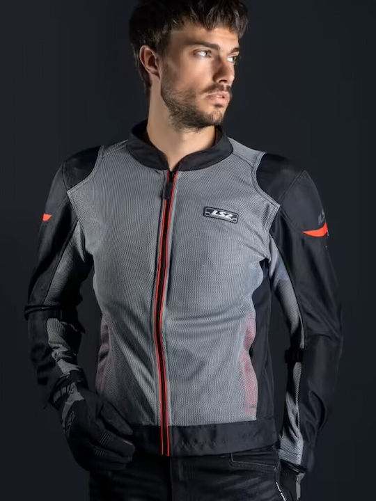 LS2 Airy Summer Men's Motorcycle Jacket Black/Grey/Red