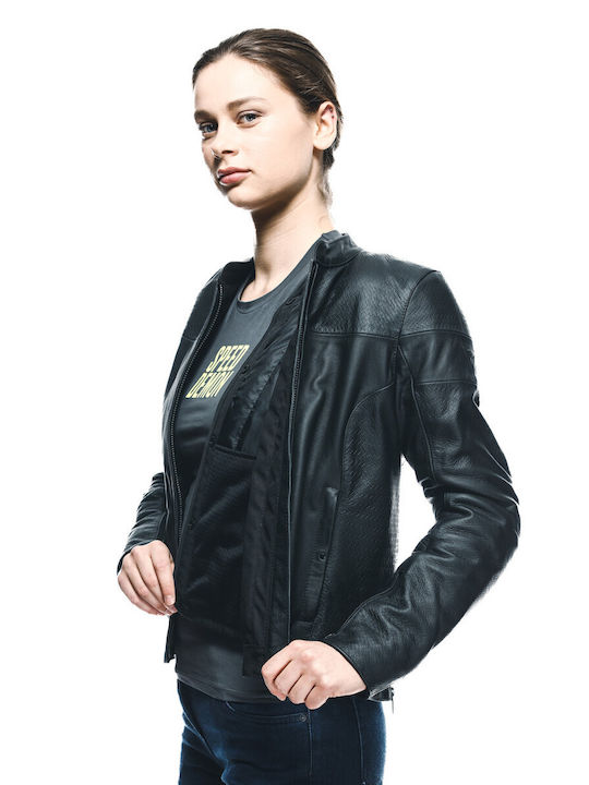 Dainese Itinere Γυναικείο Μπουφάν Μηχανής Δερμάτινο 4 Εποχών Μαύρο