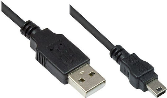 Alcasa USB A zu USB Mini B Stecker zu Stecker 3m USB-Kabel USB 2.0 Mini-USB B Schwarz Metallic