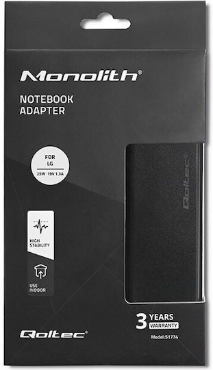 Qoltec Φορτιστής Laptop 25W 19V 1.3A για LG με Αποσπώμενο Καλώδιο Τροφοδοσίας