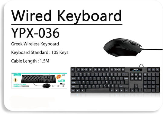 Leewello YPX-036 Set tastatură și mouse Greacă Gri