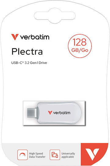 Verbatim 128GB USB 2.0 Stick με σύνδεση USB-C Λευκό