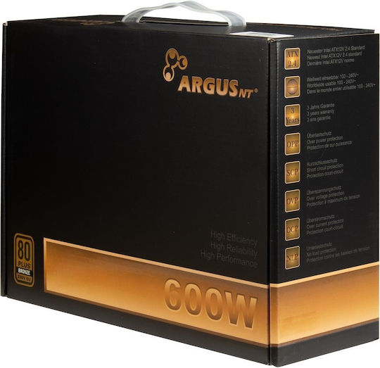 Inter-Tech ArgusNT BPS 600W Μαύρο Τροφοδοτικό Υπολογιστή Full Wired 80 Plus Bronze