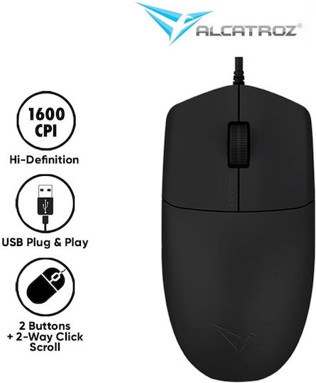 Alcatroz Asic 1 Ενσύρματο Ποντίκι Μαύρο