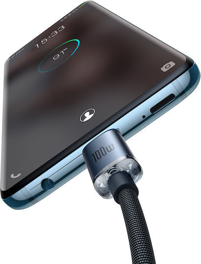 Baseus Crystal Shine Series USB 2.0 Cable USB-C male - USB-C 100W PD Μαύρο 2m CAJY000701