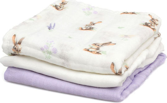 Kiokids Muslin Changing Pads Lilac 70x70cm. 3pcs