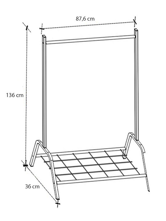 Megapap Floor Garment Rack made of Metal Black 87.6x36x136cm