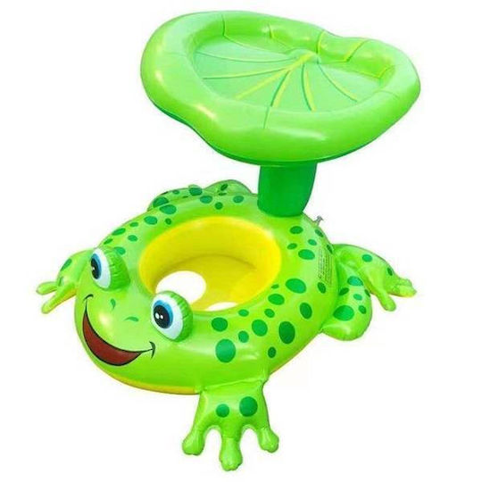 Βρεφικό Σωσίβιο Swimtrainer με Μήκος 70εκ. και Σκίαστρο για 1-3 Ετών Πράσινο Βάτραχος