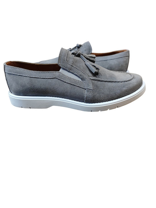 Δερμάτινα Ανδρικά Loafers σε Γκρι Χρώμα