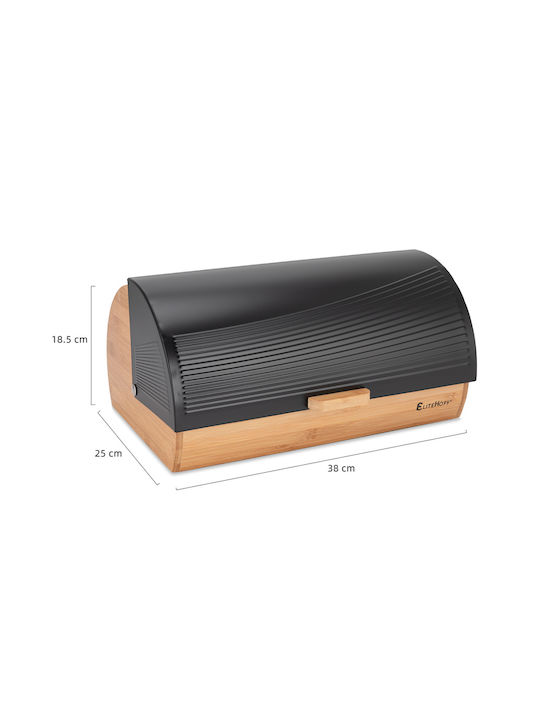 Elitehoff Ψωμιέρα με Καπάκι από Bamboo Μαύρη 39x28.5cm