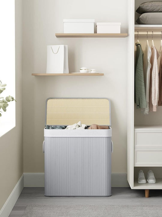 Songmics Laundry Basket Bamboo Folding with Cap 60x40x60.5cm