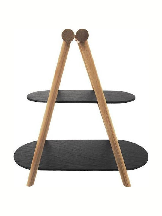 Orion Διακοσμητική Πιατέλα Οβάλ Ξύλινη Γκρι 41x24x38.5εκ.