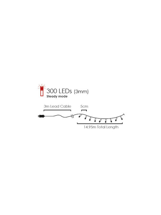 300 Lights LED 15m. Multicolor in String 1pcs