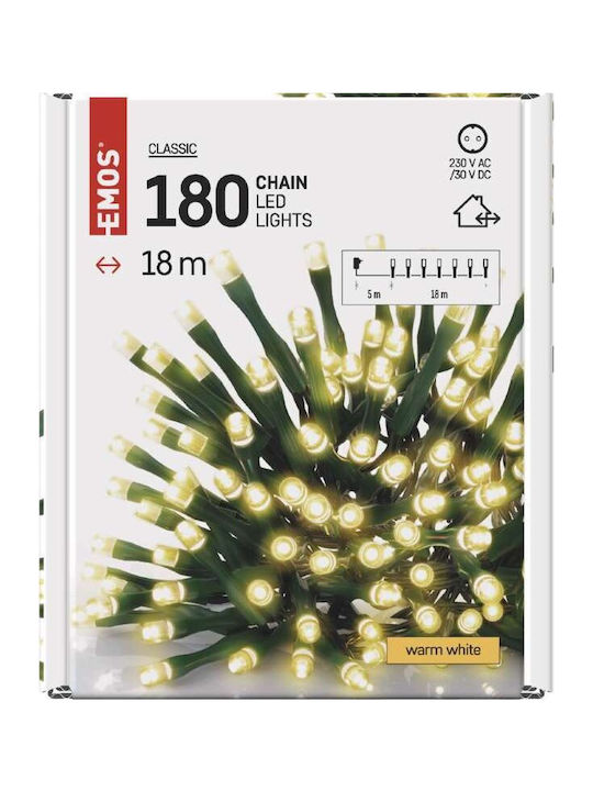 180 Lichter LED 18m. Warmes Weiß in Zeichenfolge 1Stück