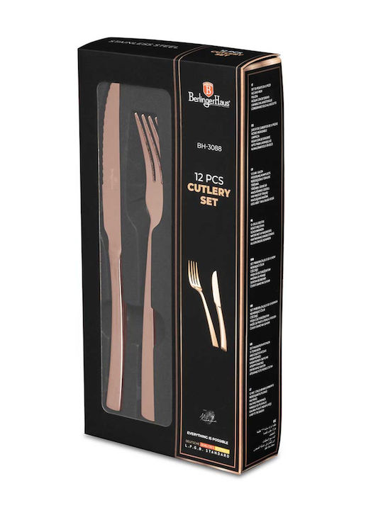 Berlinger Haus Steak Cutlery Σετ Μαχαιροπίρουνα Ανοξείδωτα Ροζ Χρυσό 12τμχ