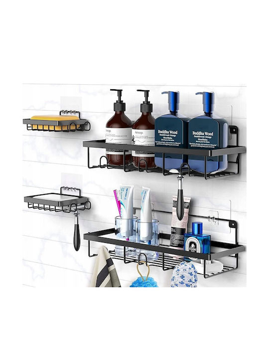 Vilde 4er Pack Badezimmerregale Wandmontiertes Set 4 Stück Schwarze