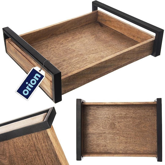 Orion Holz Rechteckig Serviertablett Rutschfest in Braun Farbe 35.5x27x8.5cm 1Stück