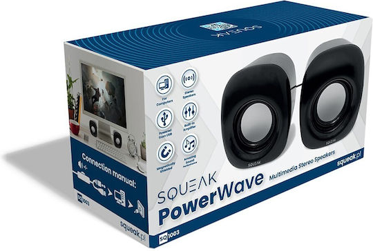 Gogroove PowerWave SQ1003 Ηχεία Υπολογιστή 2.0 με Ισχύ 8W σε Μαύρο Χρώμα
