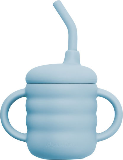 AppeKids Kleinkinderbecher mit Griffen und Strohhalm aus Silikon Türkis 160ml