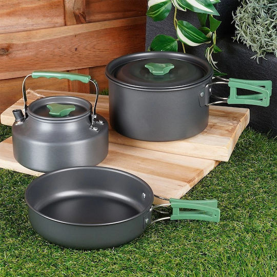 Aluminum Camping Cookware 750 900 Ml 1.65 L 3 Pcs