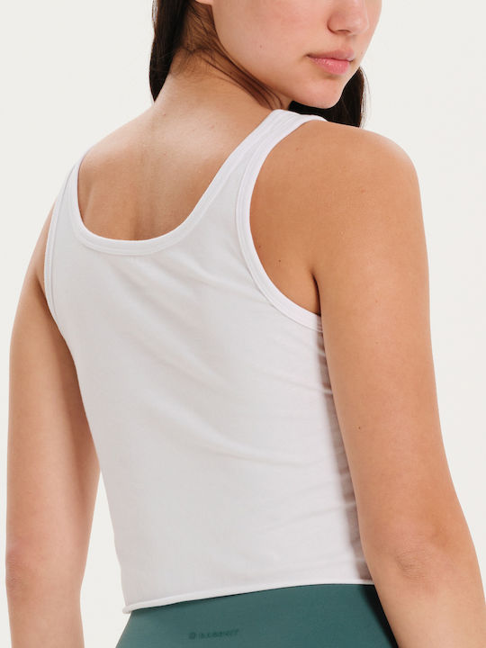 Γυναικείο Καλοκαιρινό Crop Top Βαμβακερό Αμάνικο Λευκό