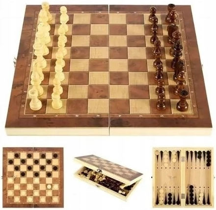 Σετ Ξύλινα Πούλια & Ζάρια για Τάβλι Καφέ / Μαύρο