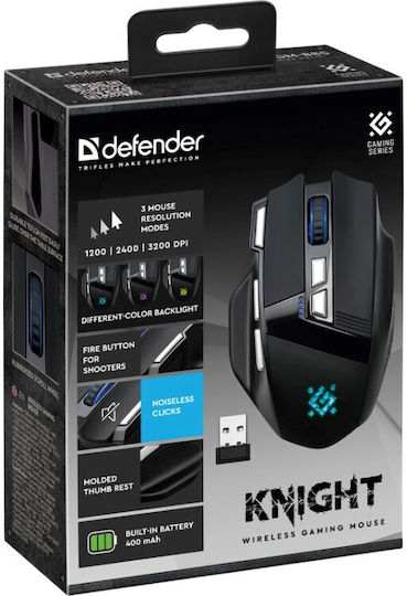 Defender GM-885 Ασύρματο Gaming Ποντίκι 3200 DPI Μαύρο