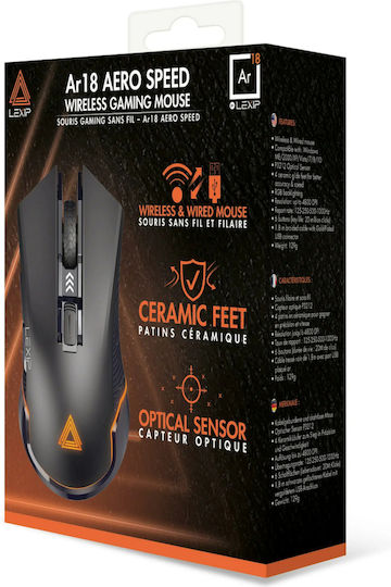 Lexip Ar18 Aero Speed Безжична Геймърска Мишка 4800 DPI Черна